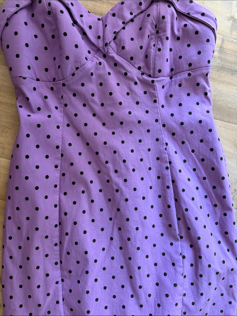 Vixen by Micheline Pitt Purple Polka Dot Midi Dress - Picture 5 of 7